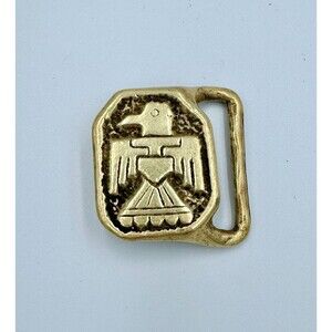 1970s Thunderbird Motif Trinity Co Solid Brass Vintage Belt Buckle